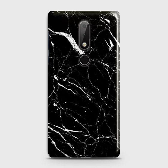 Nokia 7.1 Cover - Trendy Black Marble Printed Hard Case with Life Time Colors Guarantee b51