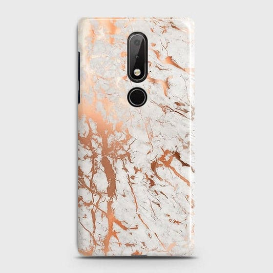 Nokia 7.1Cover - In Chic Rose Gold Chrome Style Printed Hard Case with Life Time Colors Guarantee