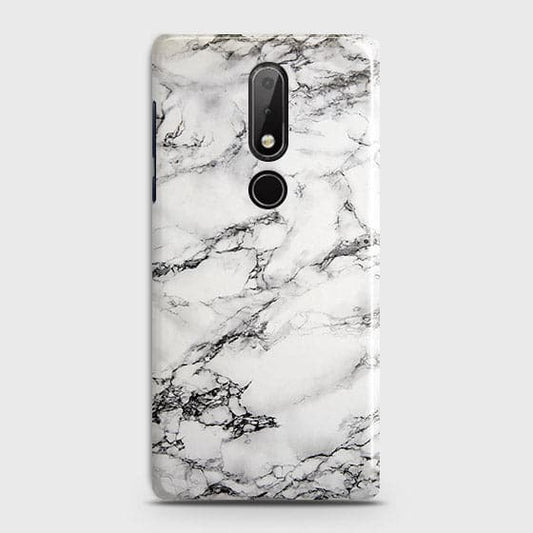 Nokia 7.1 Cover - Matte Finish - Trendy Mysterious White Marble Printed Hard Case with Life Time Colors Guarantee