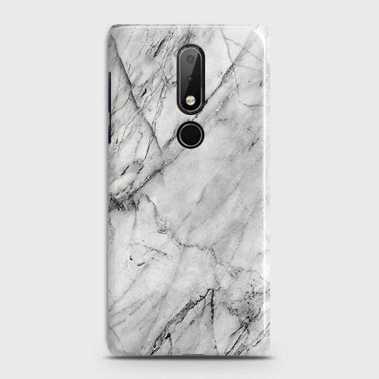 Nokia 7.1 Cover - Matte Finish - Trendy White Floor Marble Printed Hard Case with Life Time Colors Guarantee