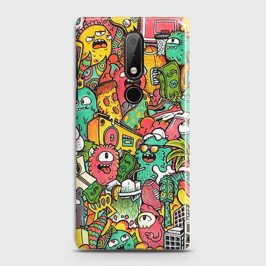 Nokia 7.1 Cover - Matte Finish - Candy Colors Trendy Sticker Collage Printed Hard Case with Life Time Colors Guarantee