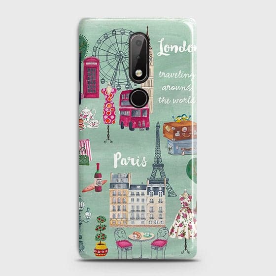 Nokia 7.1 Cover - Matte Finish - London, Paris, New York ModernPrinted Hard Case with Life Time Colors Guarantee