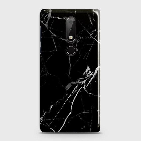 Nokia 7.1 Cover - Black Modern Classic Marble Printed Hard Case with Life Time Colors Guarantee