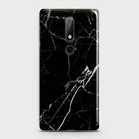 Nokia 7.1 Cover - Black Modern Classic Marble Printed Hard Case with Life Time Colors Guarantee