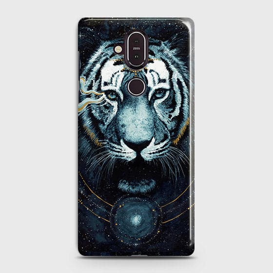 Nokia 8.1 Cover - Vintage Galaxy Tiger Printed Hard Case with Life Time Colors Guarantee