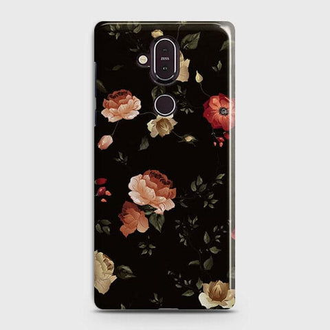 Nokia 8.1 Cover - Matte Finish - Dark Rose Vintage Flowers Printed Hard Case with Life Time Colors Guarantee