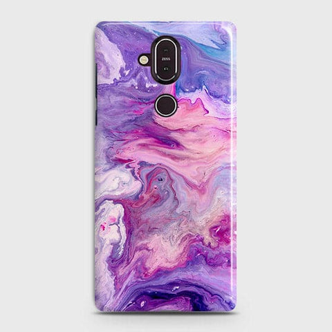 Nokia 8.1Cover - Chic Blue Liquid Marble Printed Hard Case with Life Time Colors Guarantee