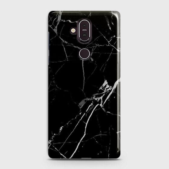 Nokia 8.1 Cover - Black Modern Classic Marble Printed Hard Case with Life Time Colors Guarantee