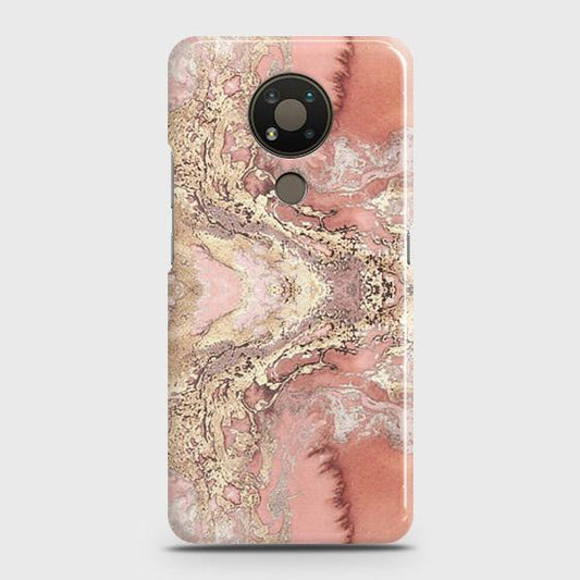 Nokia 3.4 Cover - Trendy Chic Rose Gold Marble Printed Hard Case with Life Time Colors Guarantee