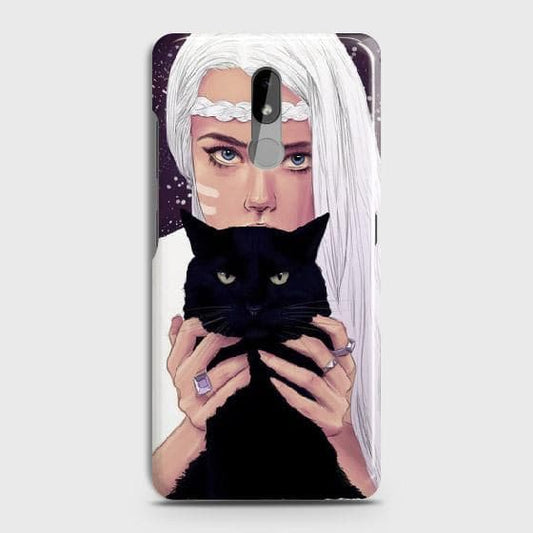 Nokia 3.2 Cover - Trendy Wild Black Cat Printed Hard Case with Life Time Colors Guarantee