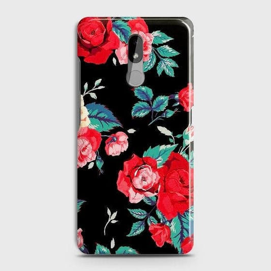 Nokia 3.2 Cover - Luxury Vintage Red Flowers Printed Hard Case with Life Time Colors Guarantee