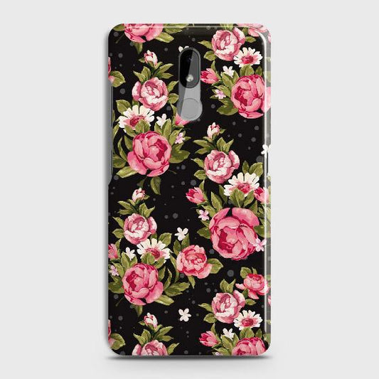 Nokia 3.2 Cover - Trendy Pink Rose Vintage Flowers Printed Hard Case with Life Time Colors Guarantee