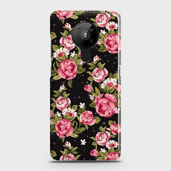 Nokia 5.3 Cover - Trendy Pink Rose Vintage Flowers Printed Hard Case with Life Time Colors Guarantee