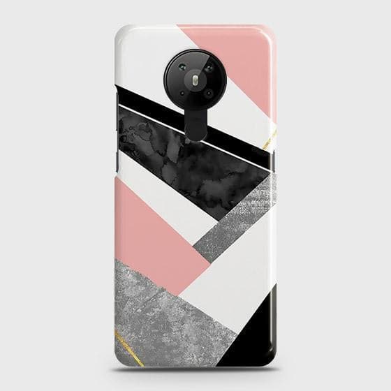 Nokia 5.3 - Matte Finish - Geometric Luxe Marble Trendy Printed Hard Case with Life Time Colors Guarantee