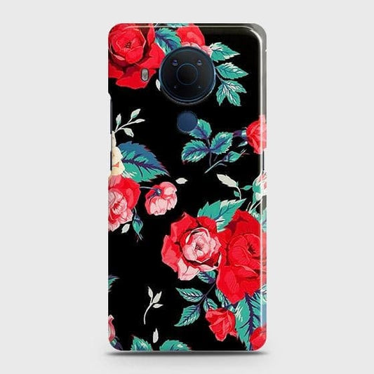 Nokia 5.4 Cover - Luxury Vintage Red Flowers Printed Hard Case with Life Time Colors Guarantee