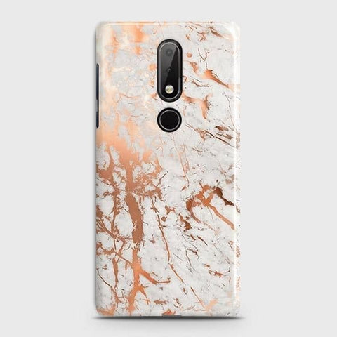 Nokia 6.1 Plus Cover - In Chic Rose Gold Chrome Style Printed Hard Case with Life Time Colors Guarantee