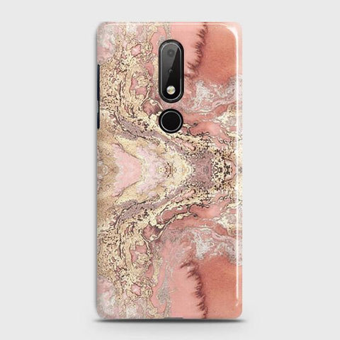 Nokia 6.1 Plus Cover - Trendy Chic Rose Gold Marble Printed Hard Case with Life Time Colors Guarantee