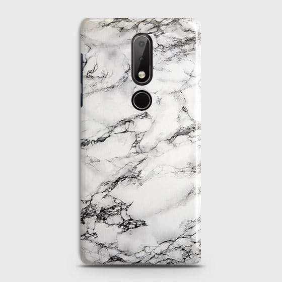 Nokia 6.1 Plus Cover - Matte Finish - Trendy Mysterious White Marble Printed Hard Case with Life Time Colors Guarantee
