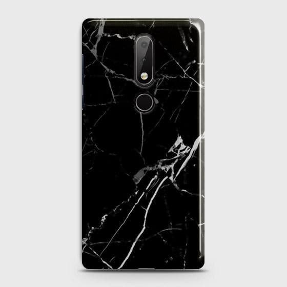Nokia 6.1 Plus Cover - Black Modern Classic Marble Printed Hard Case with Life Time Colors Guarantee