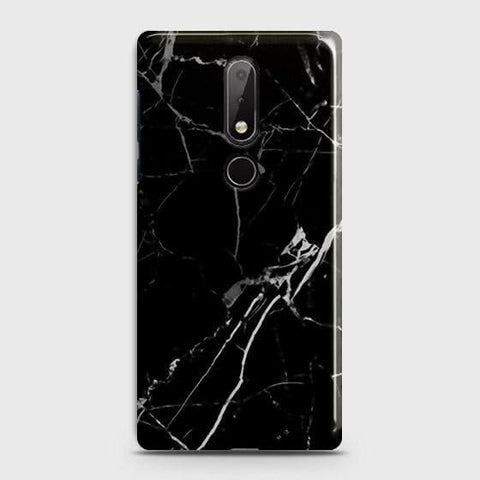 Nokia 6.1 Plus Cover - Black Modern Classic Marble Printed Hard Case with Life Time Colors Guarantee