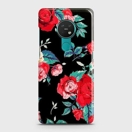 Nokia 6.2 Cover - Luxury Vintage Red Flowers Printed Hard Case with Life Time Colors Guarantee