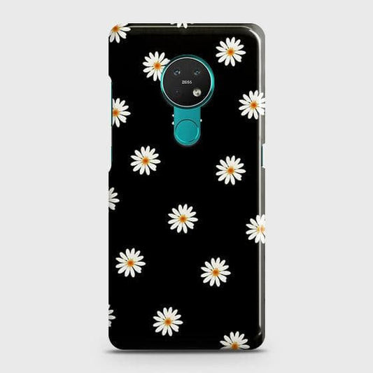 Nokia 6.2 Cover - Matte Finish - White Bloom Flowers with Black Background Printed Hard Case with Life Time Colors Guarantee