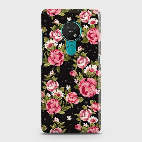 Nokia 7.2 Cover - Trendy Pink Rose Vintage Flowers Printed Hard Case with Life Time Colors Guarantee