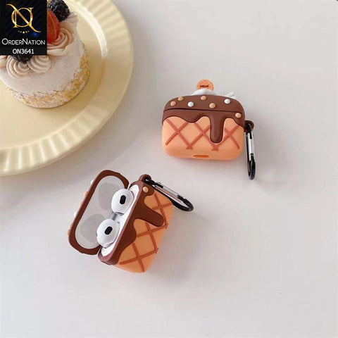 Apple Airpods 3rd Gen 2021 Cover - Brown - New Trending 3D Chocolate Ice-Cream Shape Soft Silicone Airpods Case