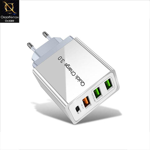 SLS-B09 - Qualcomm 3.0 Quick 18 Watts Wall Charger With 3 Usb Ports For Latest iPhone, Samsung, Vivo, Infnix, Oppo, Xiaomi, etc Smartphones