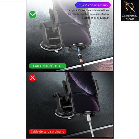 Black - 540 Degree Rotatable Magnetic Fast Charging Data Cable