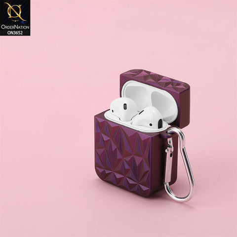 Apple Airpods 1 / 2 Cover - Purple - Laser Sequins Luminous Geometric Bag Soft Silicone Airpods Case