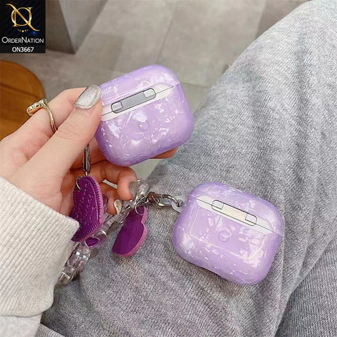 Apple Airpods Pro Cover - Purple - Trending Pattern Soft Silicone Airpods Case with Heart Bracelet