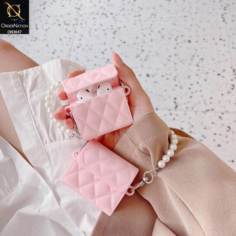 Apple Airpods 3rd Gen 2021 Cover - Pink - Luxury Soft Silicone Airpod Case With Pearl Keychain