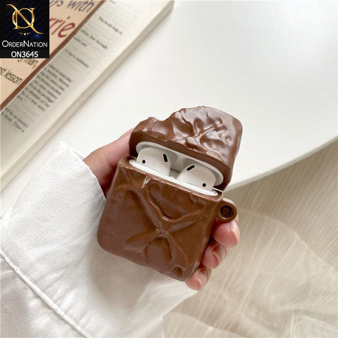 Airpods Pro Cover - Brown - Trending 3D Chocolate Bar Soft Silicone Airpods Case with Holder