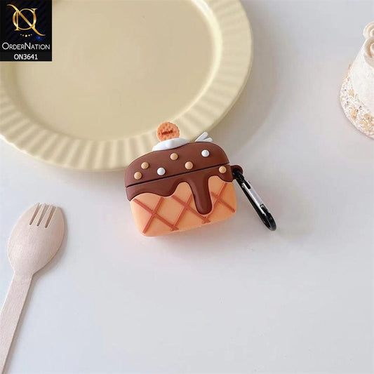 Apple Airpods 1 / 2 Cover - Brown - New Trending 3D Chocolate Ice-Cream Shape Soft Silicone Airpods Case
