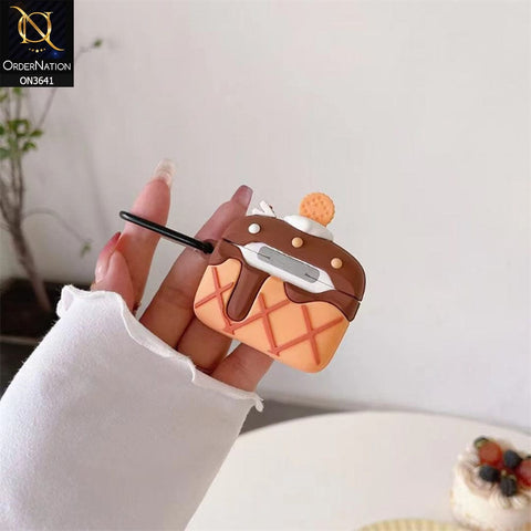 Apple Airpods 1 / 2 Cover - Brown - New Trending 3D Chocolate Ice-Cream Shape Soft Silicone Airpods Case