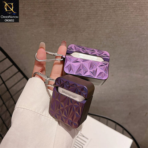 Apple Airpods 1 / 2 Cover - Purple - Laser Sequins Luminous Geometric Bag Soft Silicone Airpods Case