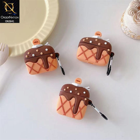 Airpods Pro Cover - Brown - New Trending 3D Chocolate Ice-Cream Shape Soft Silicone Airpods Case