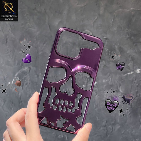 iPhone 14 Pro Max Cover - Purple -  Electroplating Hollow Shell Soft Borders Case