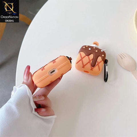 Airpods Pro Cover - Brown - New Trending 3D Chocolate Ice-Cream Shape Soft Silicone Airpods Case
