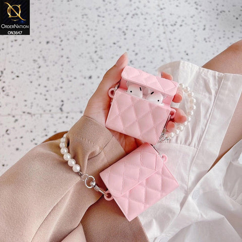 Apple Airpods 3rd Gen 2021 Cover - Pink - Luxury Soft Silicone Airpod Case With Pearl Keychain