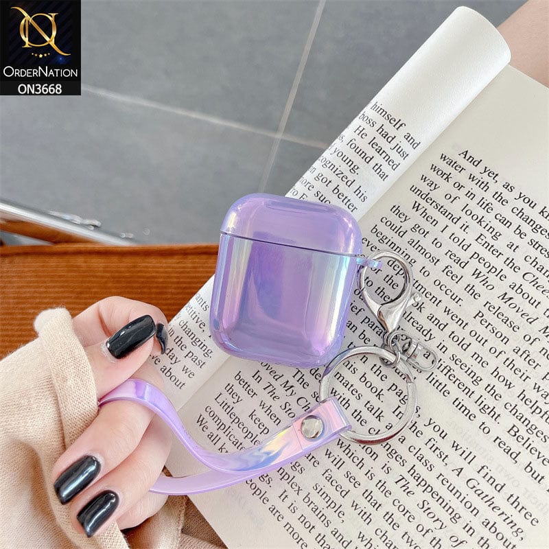 Apple Airpods 1 / 2 Cover - Purple - New Trending Multi Shades Soft Silicone Airpods Case with holder