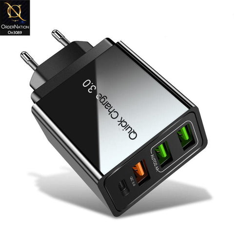 SLS-B09 - Qualcomm 3.0 Quick 18 Watts Wall Charger With 3 Usb Ports For Latest iPhone, Samsung, Vivo, Infnix, Oppo, Xiaomi, etc Smartphones