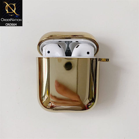 Apple Airpods 1 / 2 Cover - Golden - New electroplated Soft Silicone Airpods Case With Holder
