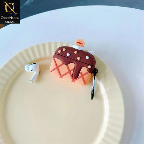 Airpods Pro Cover - Brown - New Trending 3D Chocolate Ice-Cream Shape Soft Silicone Airpods Case