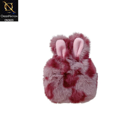 Apple Airpods 3rd Gen 2021 Cover - Pink - Fluffy Winter Warm Ear PLush Hard Silicone Airpods Case