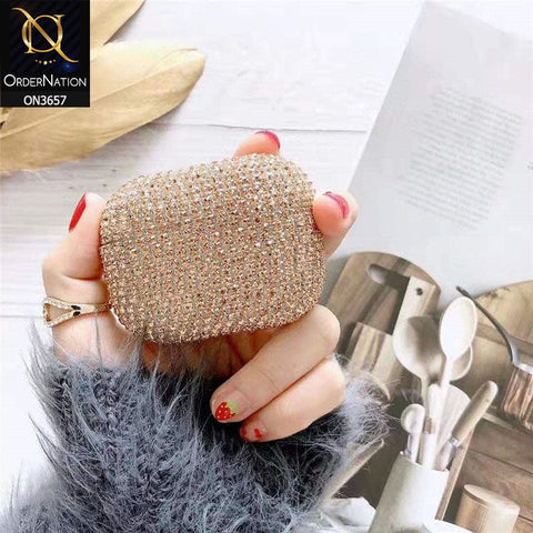Apple Airpods Pro Cover - Golden - New Bling Rhinestone Shockproof Hard Airpods Case