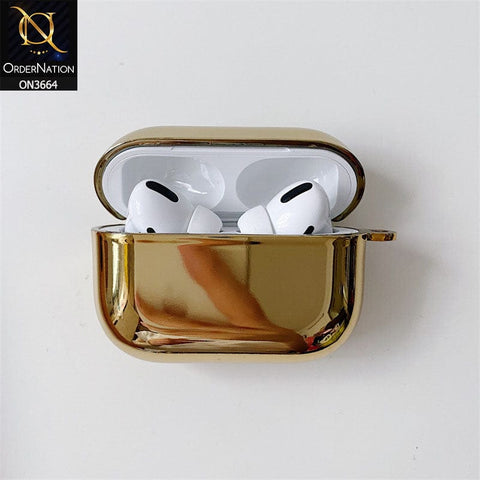 Apple Airpods Pro Cover - Golden - New electroplated Soft Silicone Airpods Case With Holder