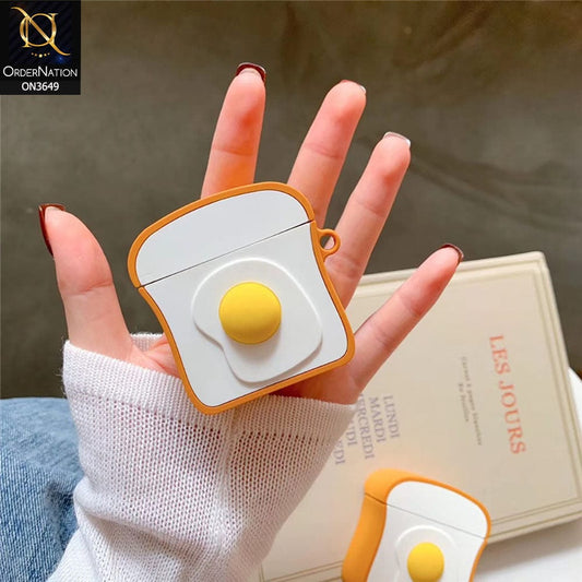 Apple Airpods 1 / 2 Cover - Brown - New Trending Egg Toast Design Soft Silicone Airpods Case