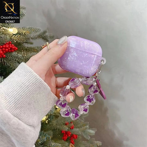 Apple Airpods Pro Cover - Purple - Trending Pattern Soft Silicone Airpods Case with Heart Bracelet